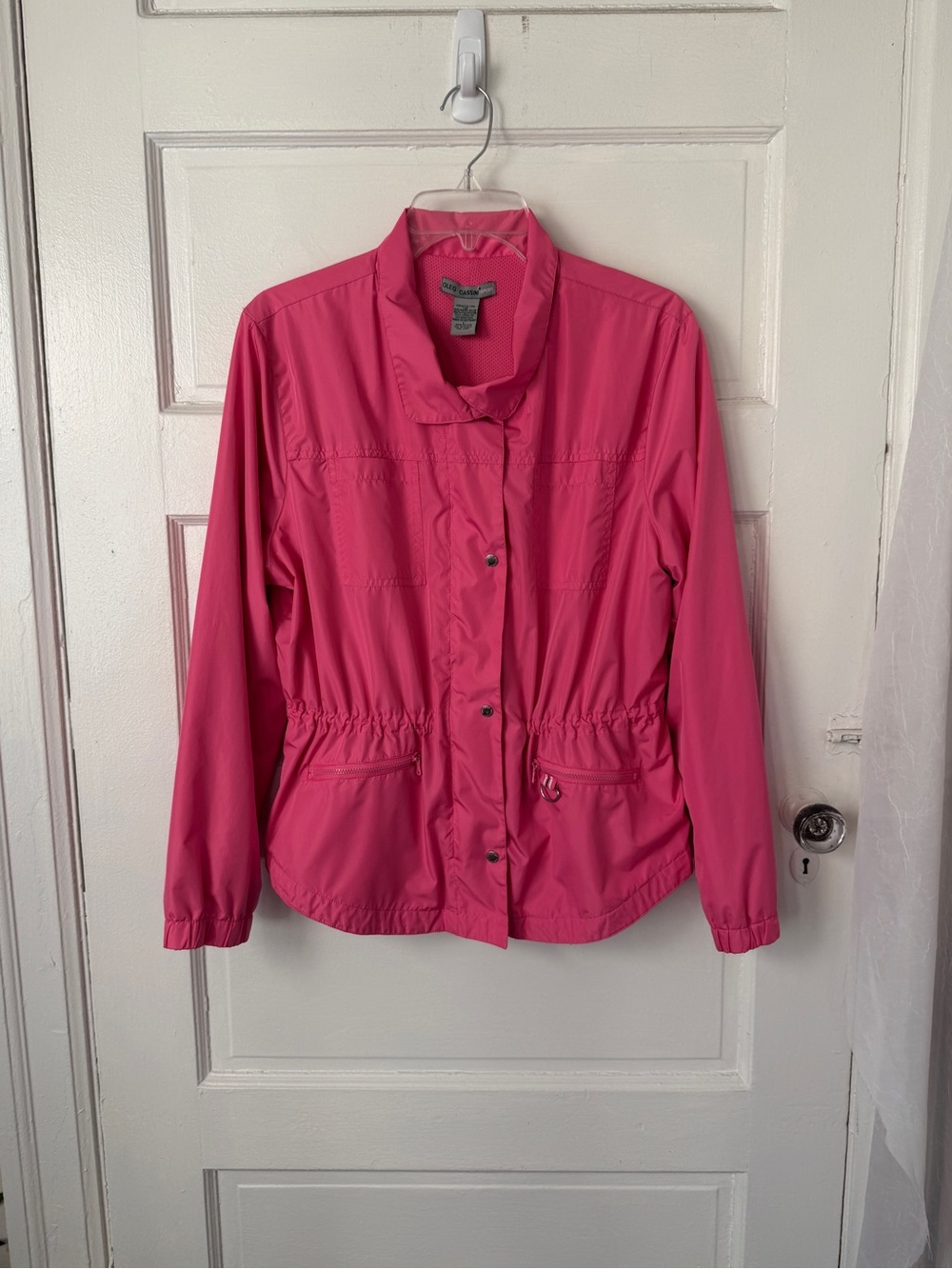 Oleg Cassini Sport Pink Lightweight Utility Jacket Windbreaker Shacket Vintage L